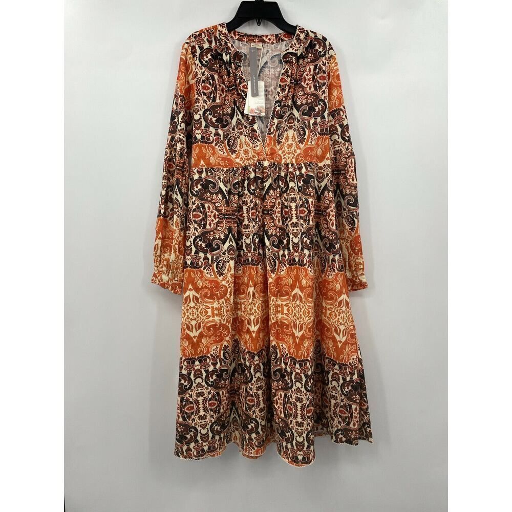 Anthropologie Augsburg Bendita Elayna Midi Dress Size Small Printed Pullover
